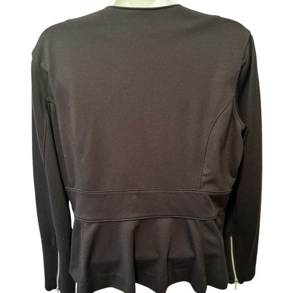 Mara Hoffman GYPSY Black Moto Jacket Sz M Off Center Zipper Pockets Peplum Back - Picture 6 of 9